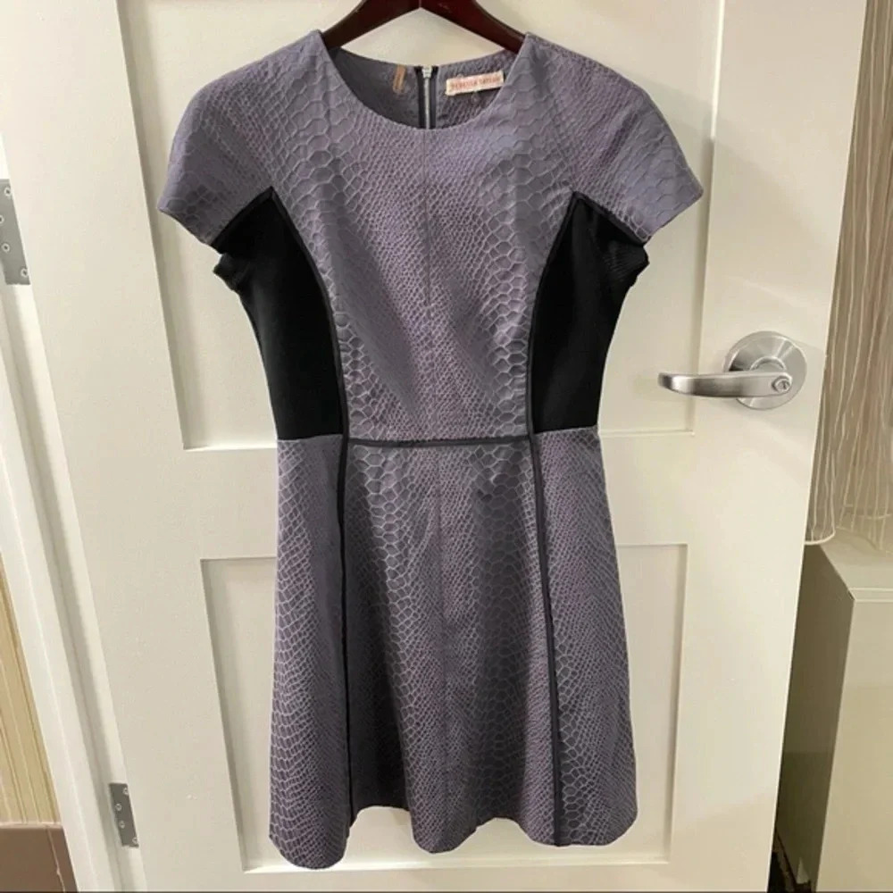 Rebecca Taylor Short Sleeve Snake Jacquard Fit and Flare Knit Dress $395 6